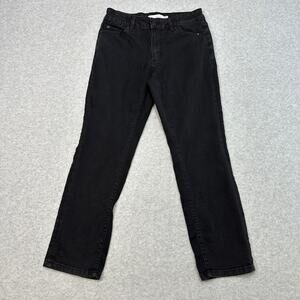 Tahari Jeans WMNS 6/28 High Rise Washed Black Straight Leg Stretchy Zip Button